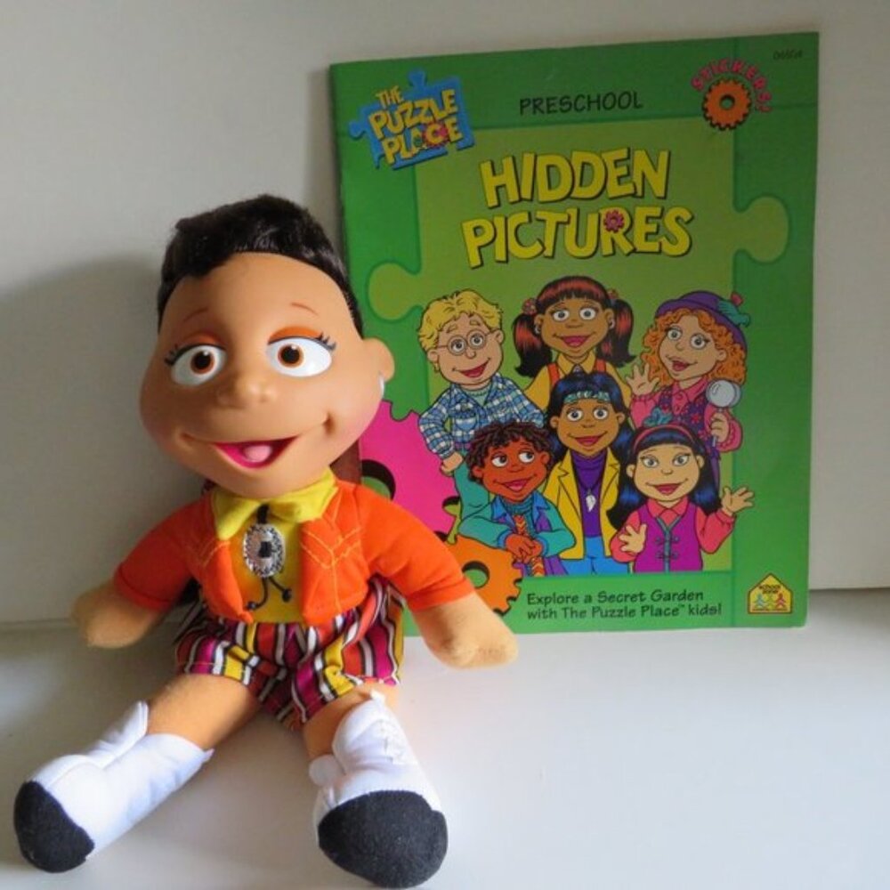 PUZZLE PLACE Kiki Doll 12" Native American and HIDDEN PICTURE BOOK Vintage 1994